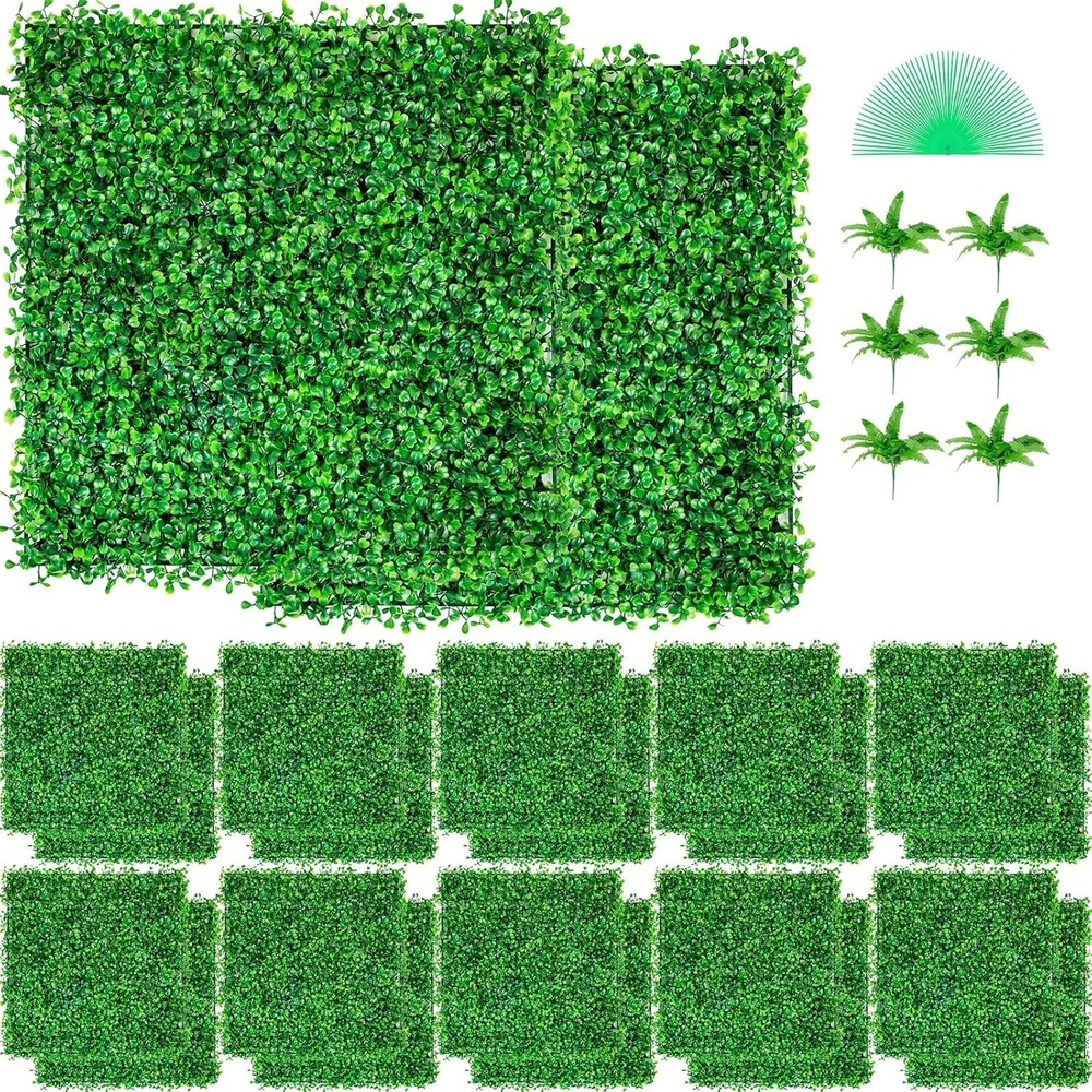 image:imageVEVOR Artificial Boxwood Panel 6pcs 20 x 20 in 16 in Sun Protected Boxwood Hedge Wall Panels Artificial Grass Backdrop Green Fake Wall for Privacy Fence Decor Indoor Outdoor Garden Backyard12pcs