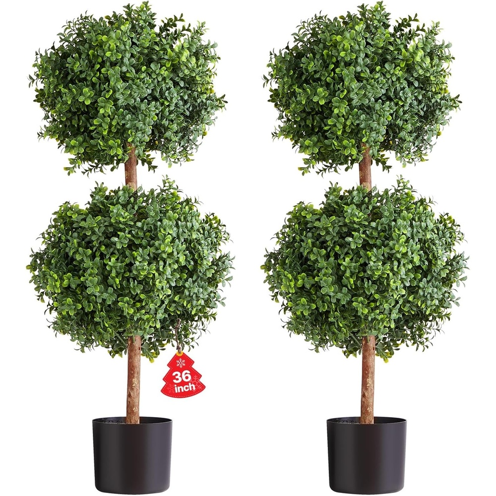 image:imageVEVOR Artificial Topiary BunnyShape Boxwood Ball 2 Set 36 inch Faux Boxwood Plant Balls Fake Silk Tree Look Real Easy Assembly for Decor Front Porch Outdoor Patio Garden Balcony Backyard Indoor2tiernew