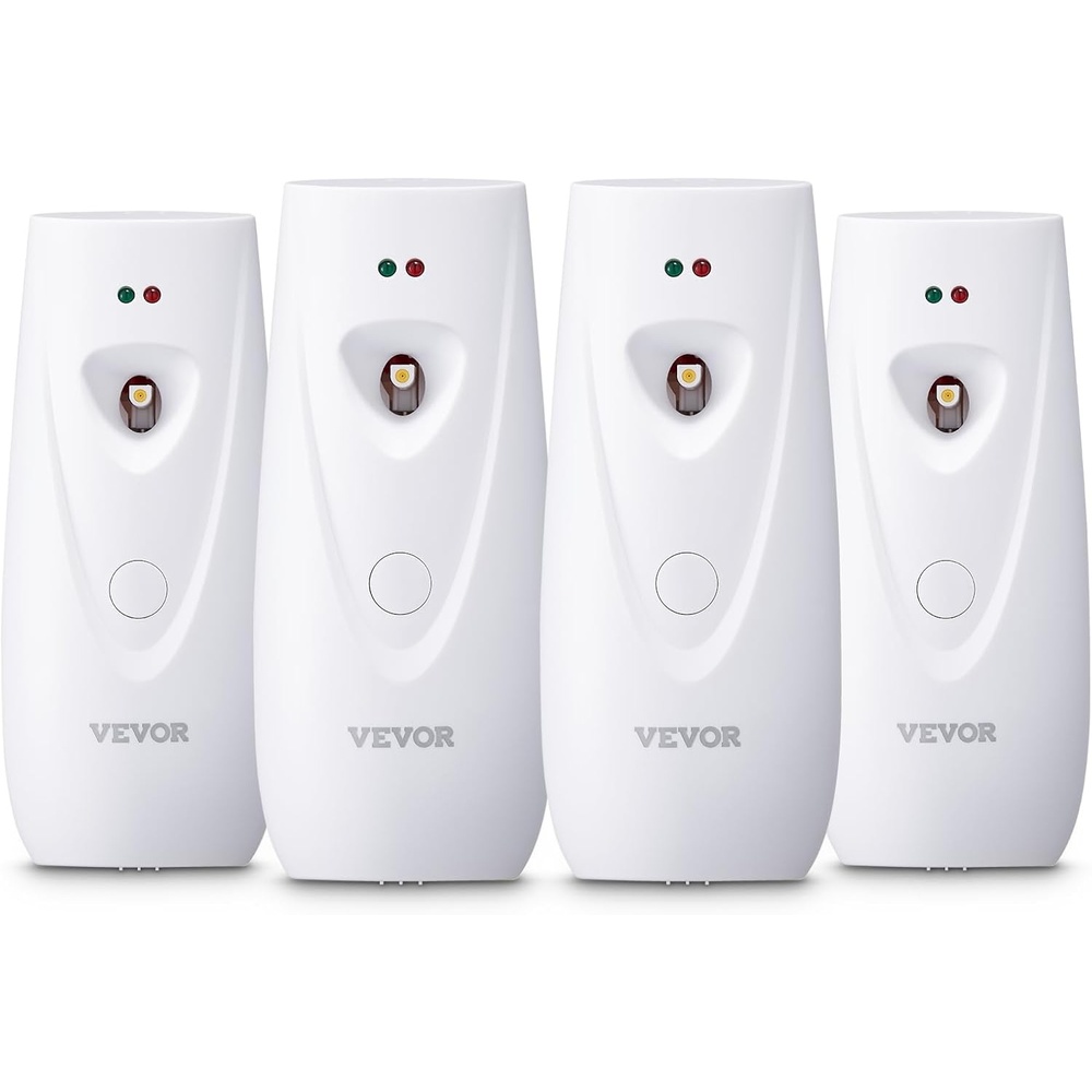 image:imageVEVOR Automatic Air Freshener Spray Dispenser 4Pack Wall Mounted or Free Standing Battery Operated Multiple Time Settings for Home Indoor Bathrooms Offices Hotels Commercial Places White
