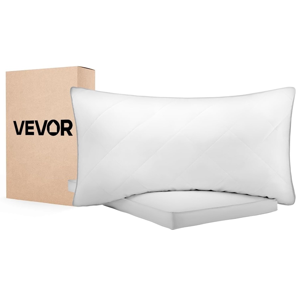image:imageVEVOR Bedding Bed Pillows for Sleeping Queen Size White Set of 2 Luxury Quality Hotel Pillows with Original Down Alternative Filling Hotel Quality Bedding for Back Stomach or Side SleepersWhite Original Down Filling