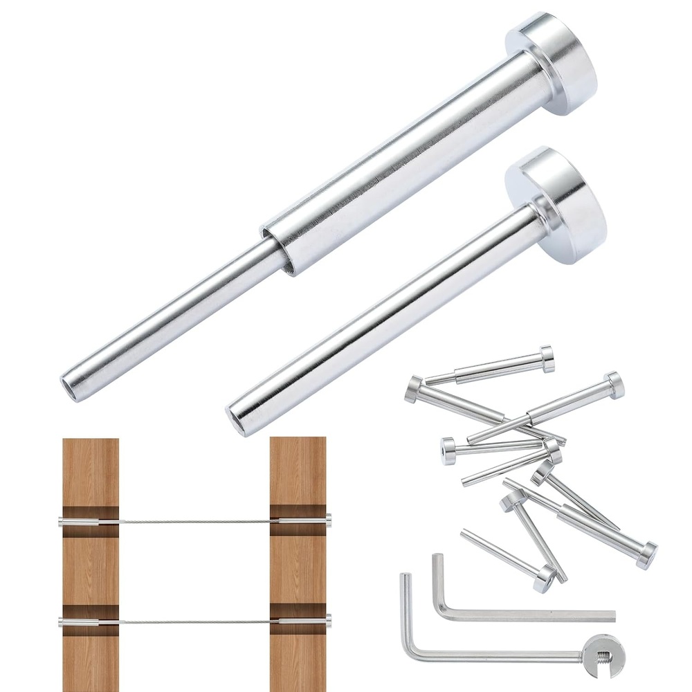image:imageVEVOR Cable Railing Kit 40 Pack 18 Black Invisible Cable Railing T316 Stainless Steel Deck Cable Railing Hardware Kit for WoodMetal PostSilver