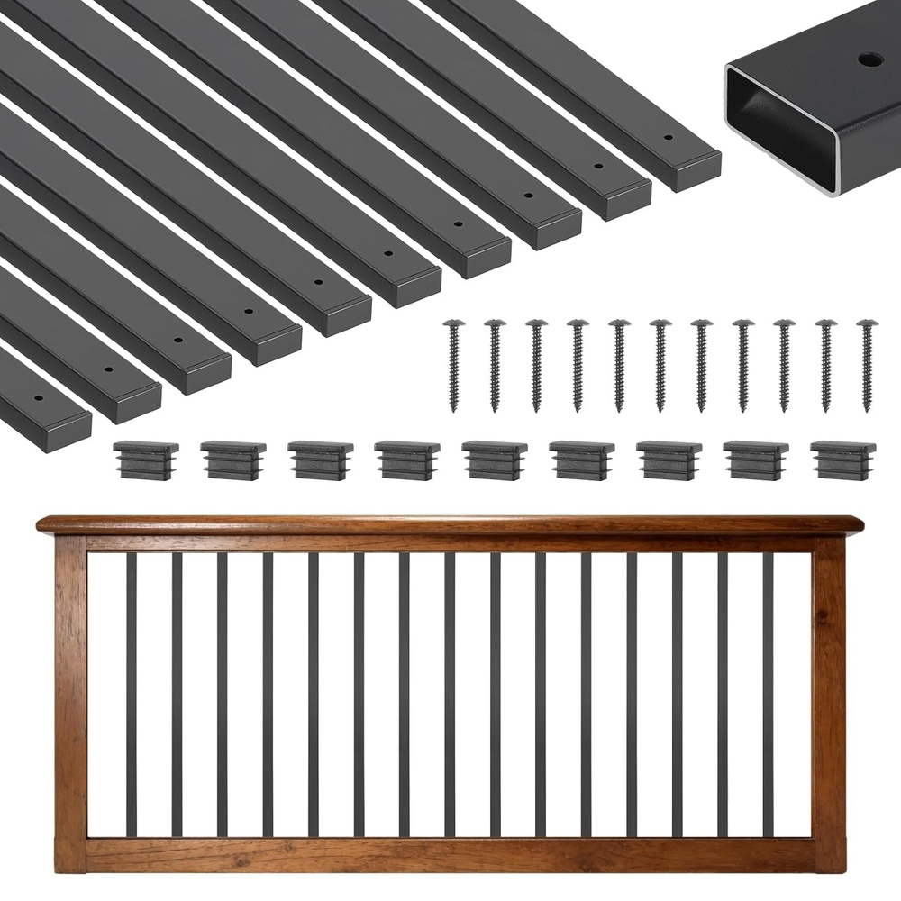 image:imageVEVOR Deck Balusters 295x1 Metal Deck Spindles 76 Pack Staircase Baluster with Screws Aluminum Alloy Deck Railing for Wood and Composite Deck Stylish Baluster for Outdoor Stair Deck Porch102 x 051 x 2953 in