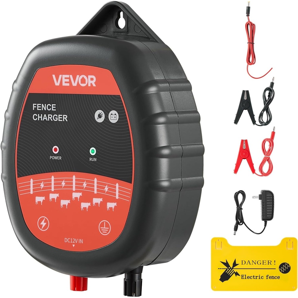 image:imageVEVOR Electric Fence Charger 10kV 1J AC DC Electric Fence Energizer with LED Indicator 186 Miles Range Powerful Plugin Fences Charger Prevents Wild Animals Intrusion for Livestock Poultry1J