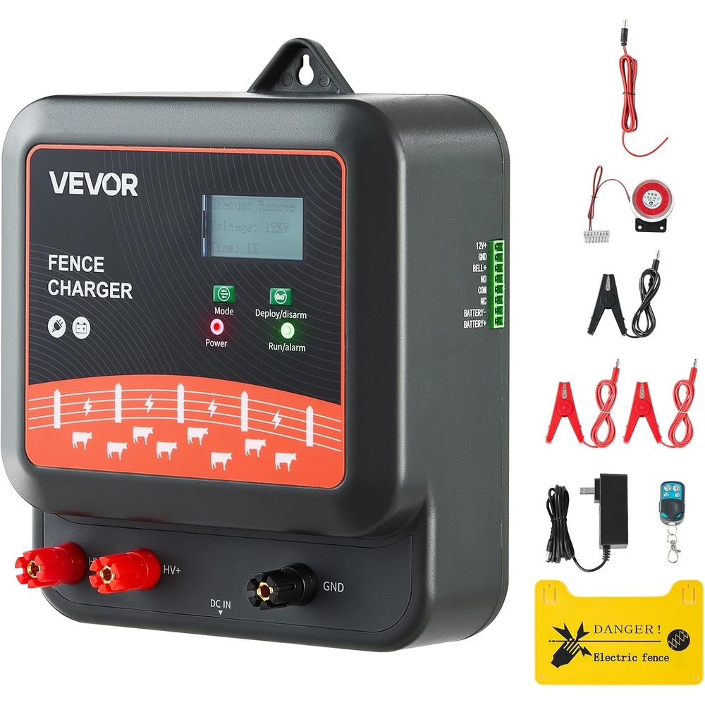 image:imageVEVOR Electric Fence Charger 10kV 1J AC DC Electric Fence Energizer with LED Indicator 186 Miles Range Powerful Plugin Fences Charger Prevents Wild Animals Intrusion for Livestock Poultry2J3J5J