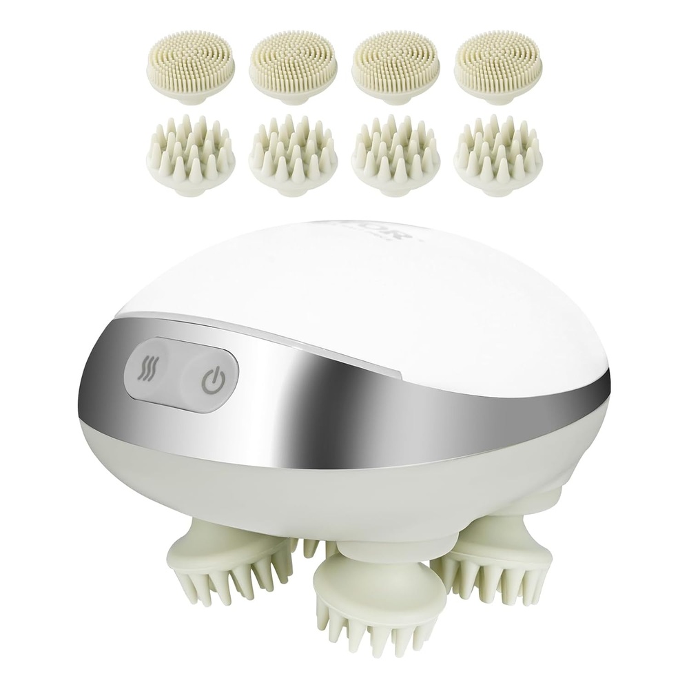 image:imageVEVOR Electric Scalp Massager Rechargeable Head Massager Hair Growth IPX7 Waterproof  Portable Kneading Scalp Scratcher with 8 Removable Massage Head for Stress Relief Deep Clean Gift for MomDadwith Heat Function