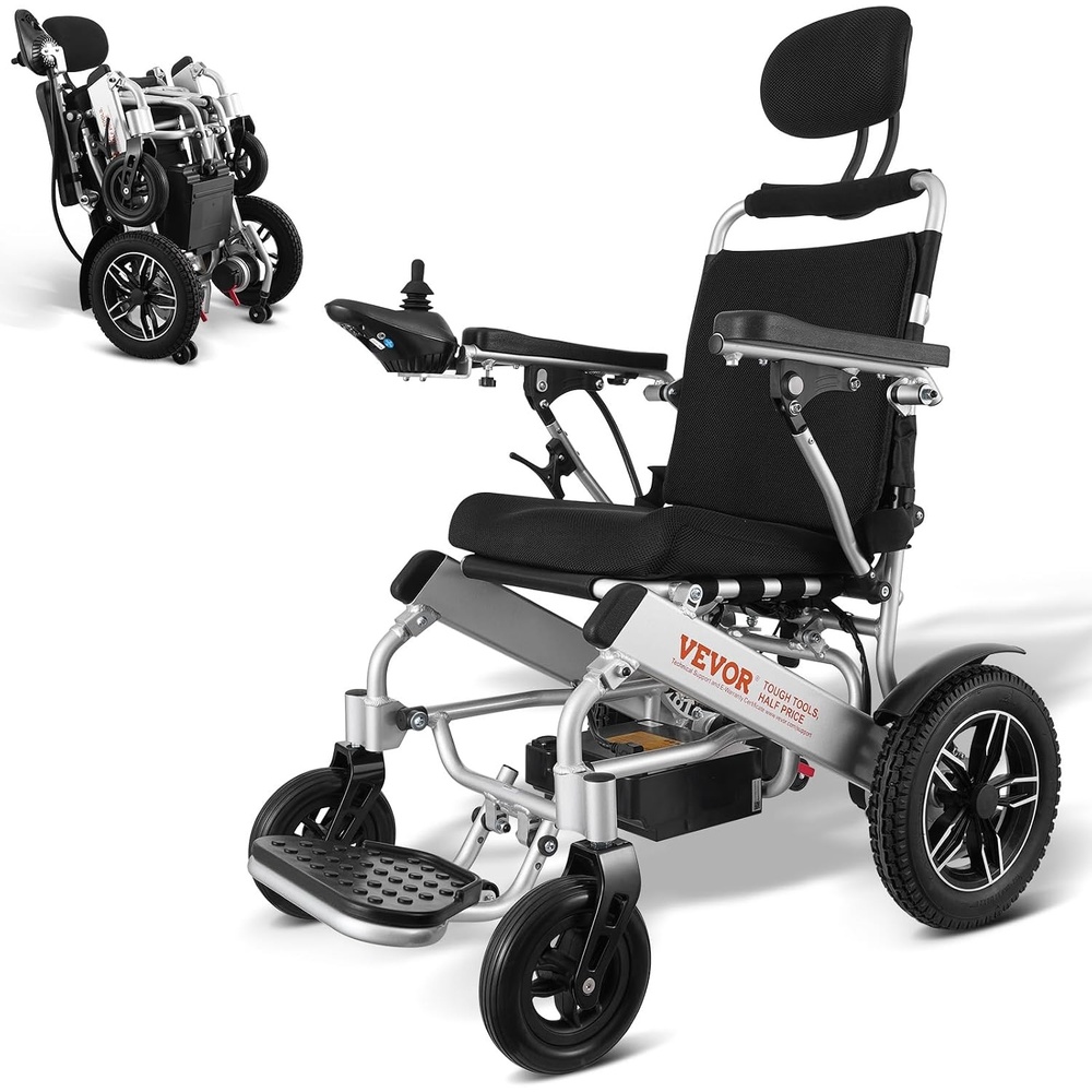 image:imageVEVOR Electric Wheelchair for Adults Seniors 300 lbs Weight Capacity 177 in Width Lightweight Foldable Motorized Power Wheelchairs Long Range All Terrain Aluminum Alloy Chair Adjustable BackrestModel 3