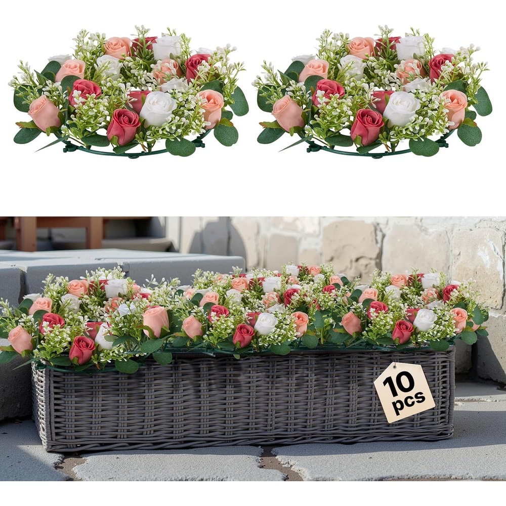 image:imageVEVOR Flower Balls Arrangement Bouquet 10 PCS 95Inch Diameter Artificial Flower Balls Wedding Rose Centerpieces Faux Flowers Arrangements for Wedding Centerpiece Home Table Decorations WhiteRingshapedpinkwhite