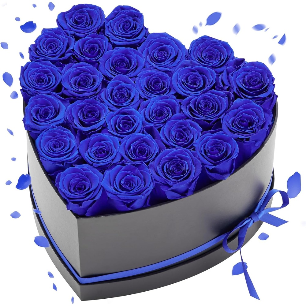 image:imageVEVOR Forever Flowers 100 Preserved Roses in a Heart Shape Box Eternal Flowers Immortal Bouquet Birthday Present for Women Her Wife Mothers Anniversary Valentines DayChristmas RedBlue
