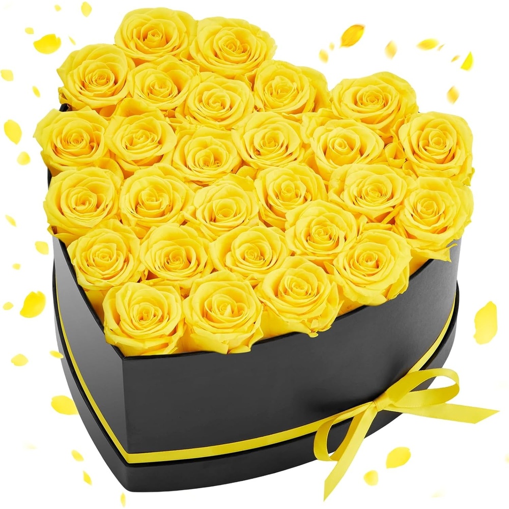 image:imageVEVOR Forever Flowers 100 Preserved Roses in a Heart Shape Box Eternal Flowers Immortal Bouquet Birthday Present for Women Her Wife Mothers Anniversary Valentines DayChristmas RedYellow