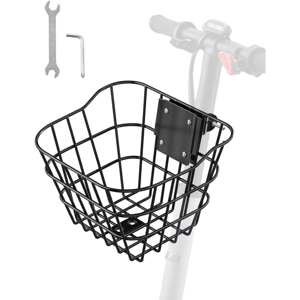 image:imageVEVOR Front Bike Basket Electric Scooter Basket with Fixed Bracket  Max Bearing 20 lbs Construct from Solid Steel Knee Electric Scooter Accessories