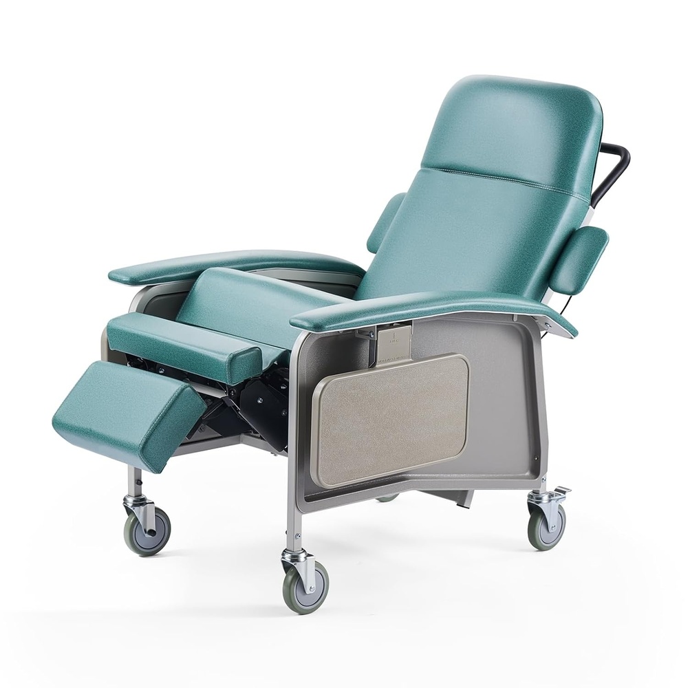 image:imageVEVOR Geri Chair Recliner 4Position Reclining Geri Chair with 2 Trays 250 lbs Capacity Trendelenburg Medical Recliner Chair with 4 Wheels for Hospital Nursing Home Geriatric Home Care4Position