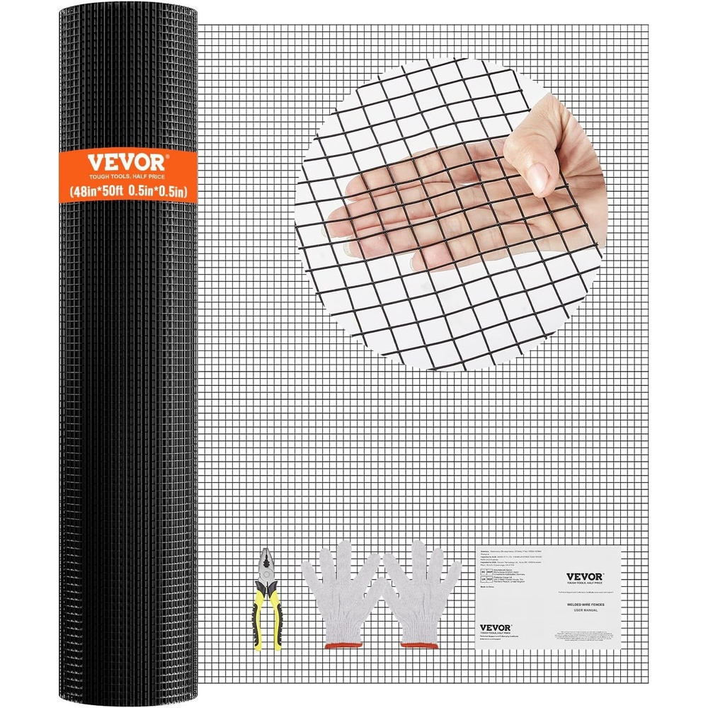 image:imageVEVOR Hardware Cloth 36 x 50 12 inch Galvanized Wire Mesh Roll 19 Gauge Chicken Wire Fencing Roll Vinyl Coating Metal Wire Mesh for Chicken Coop Barrier Rabbit Snake Fences Poultry Enclosures12inch 48 x 50