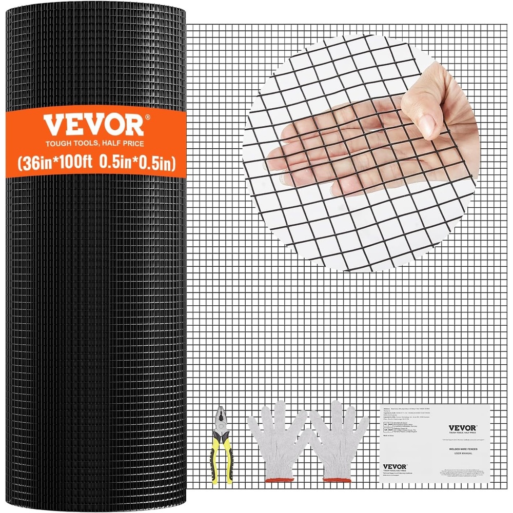 image:imageVEVOR Hardware Cloth 36 x 50 12 inch Galvanized Wire Mesh Roll 19 Gauge Chicken Wire Fencing Roll Vinyl Coating Metal Wire Mesh for Chicken Coop Barrier Rabbit Snake Fences Poultry Enclosures12inch 36 x 100