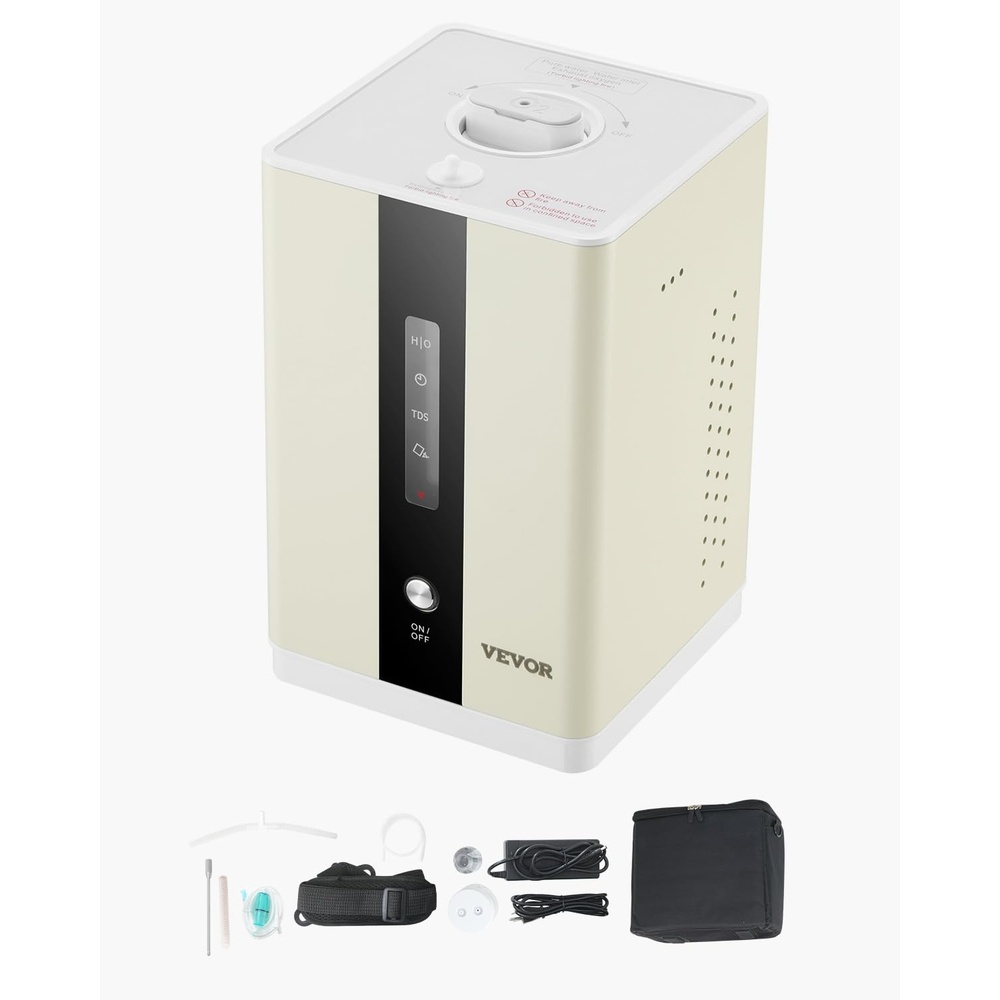 image:imageVEVOR Hydrogen Inhalation Machine 9999 High Purity Hydrogen Inhaler with Separation Technology 225mlmin Dual Port Hydrogen Inhaler HydrogenRich Water Generator for Home Travel