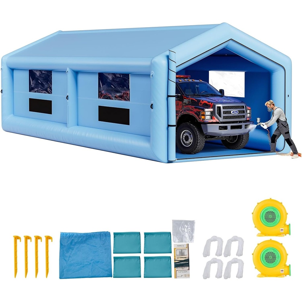 image:imageVEVOR Inflatable Paint Booth 1312 x 984 x 925 ft Inflatable Spray Booth with 750W Powerful Blower and Air Filter System Triangular Roof for Painting Bicycle Motorcycle Automotive Sheet Metal39x16x13Ft