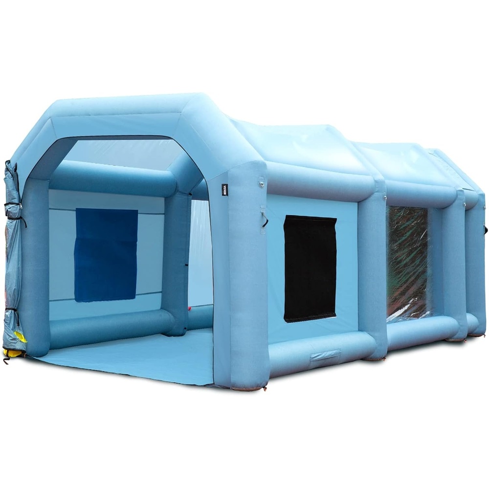 image:imageVEVOR Inflatable Paint Booth 394x164x131 ft Spray Paint Booth with 2 Powerful Blowers Inflatable Spray Booth with Air Filter System Car Paint Booth for Car Parking Tent Workstation Blue2480W750W