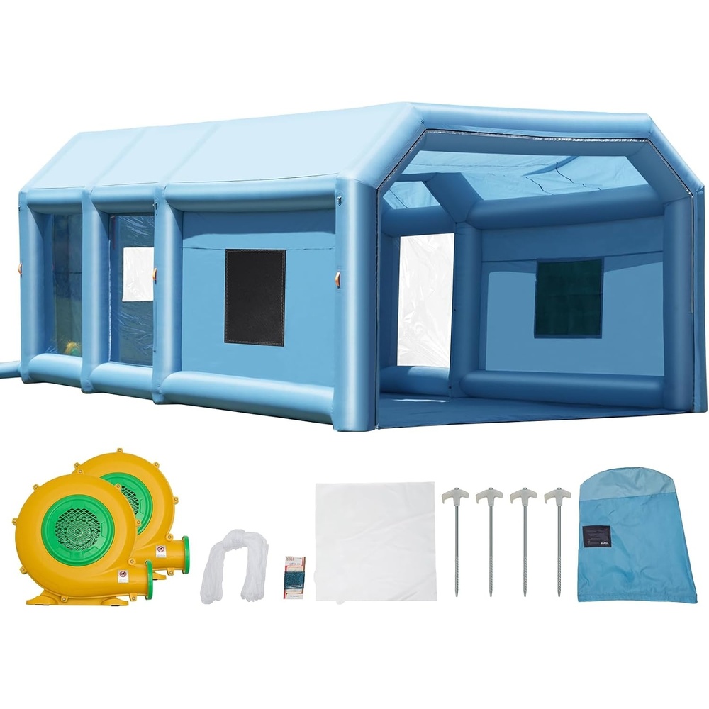 image:imageVEVOR Inflatable Paint Booth 98 x 82 x 82 ft Inflatable Spray Booth with 550W Powerful Blower and Air Filter System Portable Car Paint Booth for Motorcycle Bicycle Small Furniture Painting30x16x12Ft
