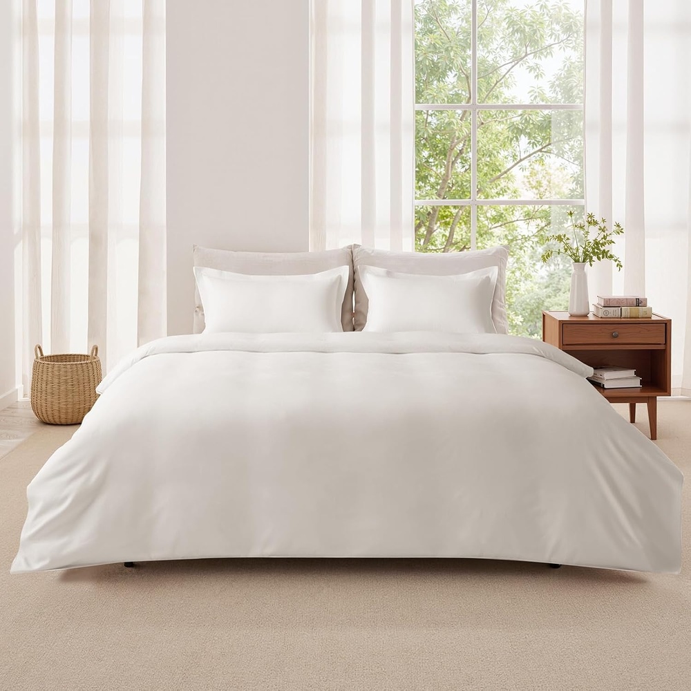 image:imageVEVOR King Duvet Cover Set 100 Cotton 3 Pieces Bedding Set King Size with 1 Duvet Cover 104 x 90 in and 2 Pillow Shams 20 x 36 in Soft Breathable Double Zipper Closure for Home Bedding WhiteKing US Standard