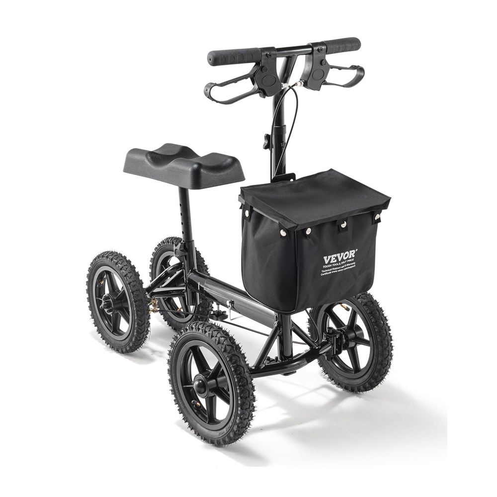 image:imageVEVOR Knee Scooter Foldable amp HeightAdjustable Steerable Knee Walker Aluminum Leg Recovery Scooter with 12 AllTerrain Wheels Dual Brakes Ideal for Broken Ankle Foot Injuries 350LBS