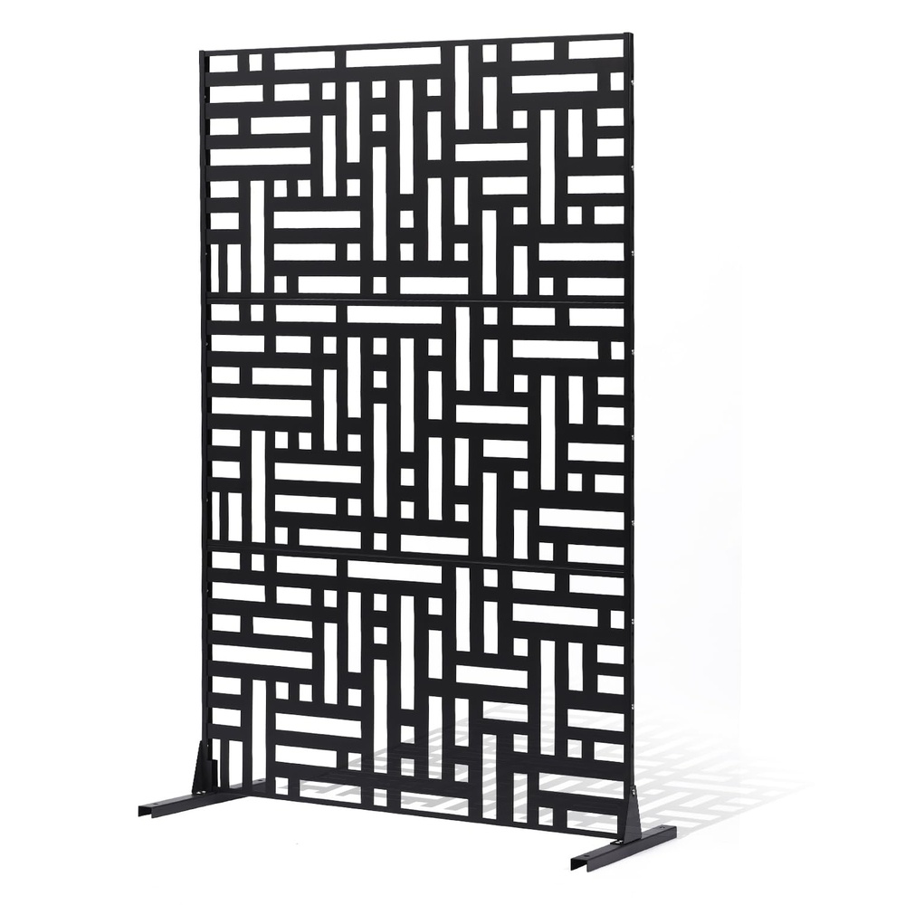 image:imageVEVOR Metal Privacy Screen 38 W x 60 H Freestanding Modern Privacy Fence Garden Divider Panel with Extended Ground Stakes amp Panel Height Adjustable Freestanding Outdoor Divider for Garden IndoorBlack Street