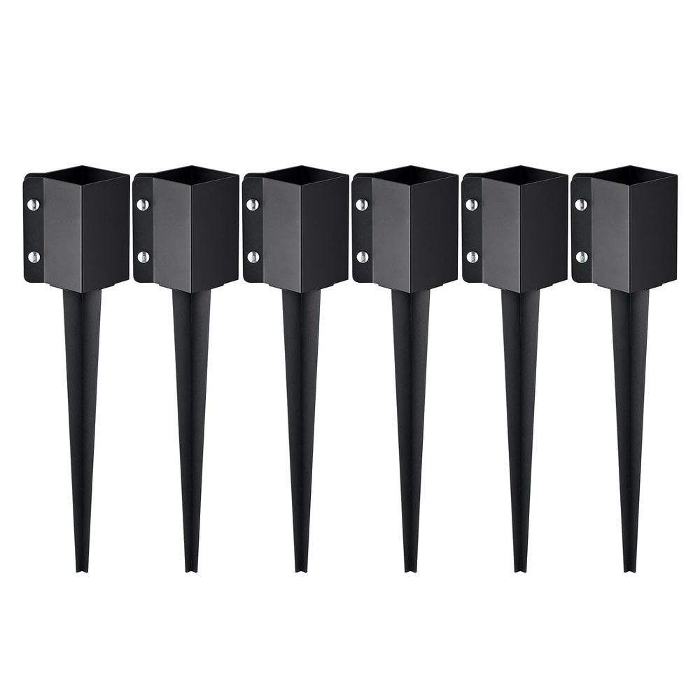 image:imageVEVOR No Dig Ground Anchor 1 Pack 394 x 276 x 2756 in DIY Screw in Post Stake Includes 6 Lag Bolts amp a Rebar UShape Heavy Duty Steel Post Holder Great for Mailbox Posts and Fence Posts24 x 4 x 4 Inches