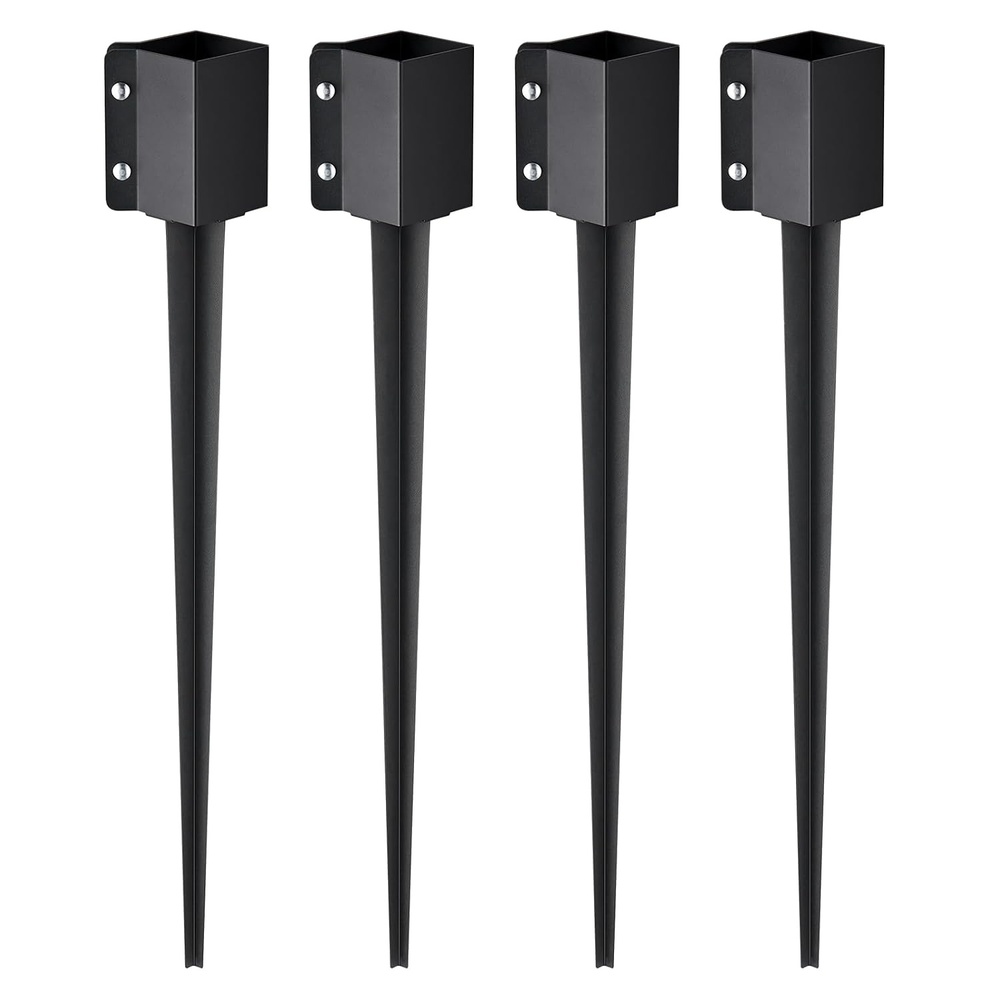 image:imageVEVOR No Dig Ground Anchor 1 Pack 394 x 276 x 2756 in DIY Screw in Post Stake Includes 6 Lag Bolts amp a Rebar UShape Heavy Duty Steel Post Holder Great for Mailbox Posts and Fence Posts36 x 4 x 4 Inches