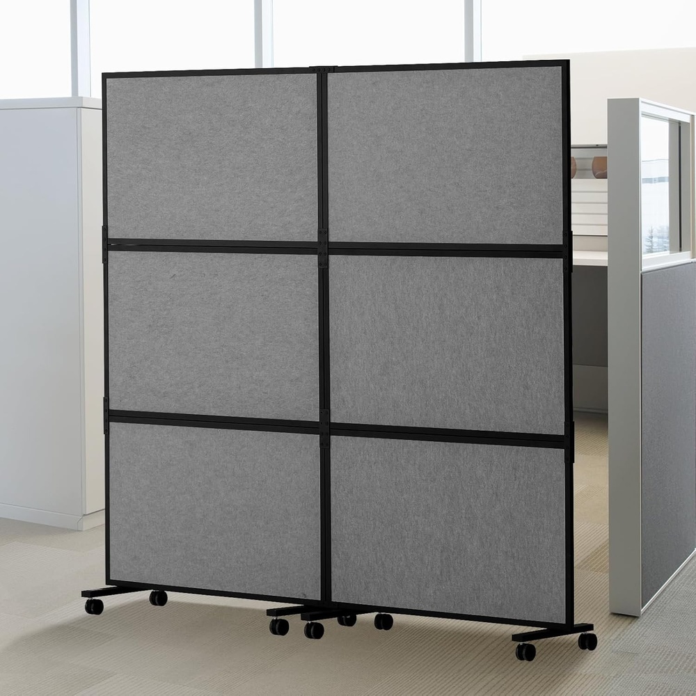 image:imageVEVOR Office Divider 2 Panel Office Partition Freestanding Office Divider Wall Partition amp Privacy Divider Reduce Noise and Room Separation Dark Grey