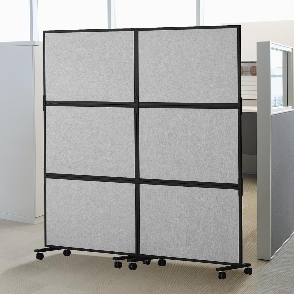 image:imageVEVOR Office Divider 2 Panel Office Partition Freestanding Office Divider Wall Partition amp Privacy Divider Reduce Noise and Room Separation Light Grey