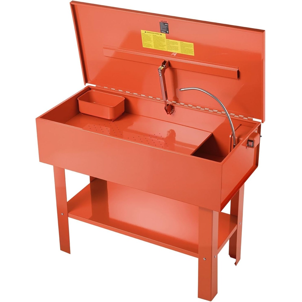image:imageVEVOR Parts Washer 40Gallon 17 Gallon Solvent Capacity 1 Gallon per Minute Max Pump Output Steel Cabinet Electric Pump Automotive Parts Washer Cleaner for Wheel Bearings Gears and Carburetors