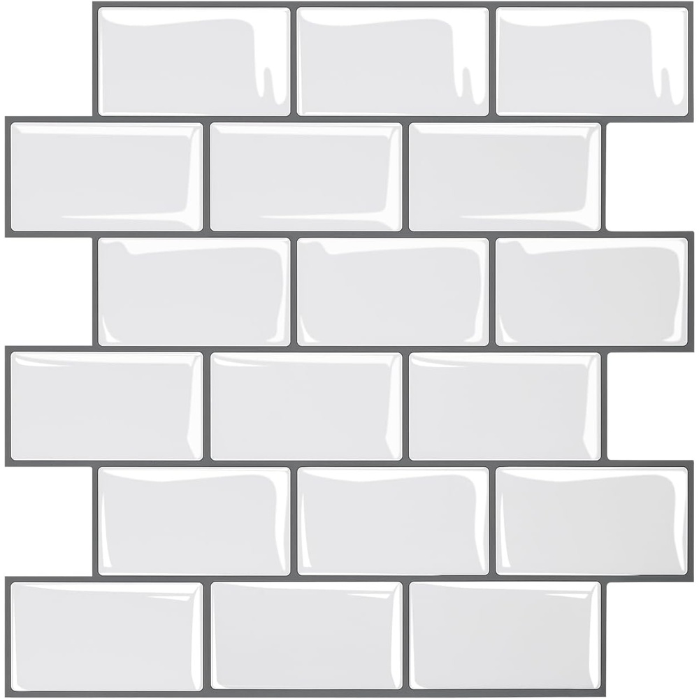 image:imageVEVOR Peel and Stick Backsplash 10Sheet 12 x 12 x 078 inch  305 x 305 x 20 mm SelfAdhesive Wall Tiles Stick on Subway Tile Backsplash for Kitchen 3D Back Splashes for Bathroom TileLookWhite