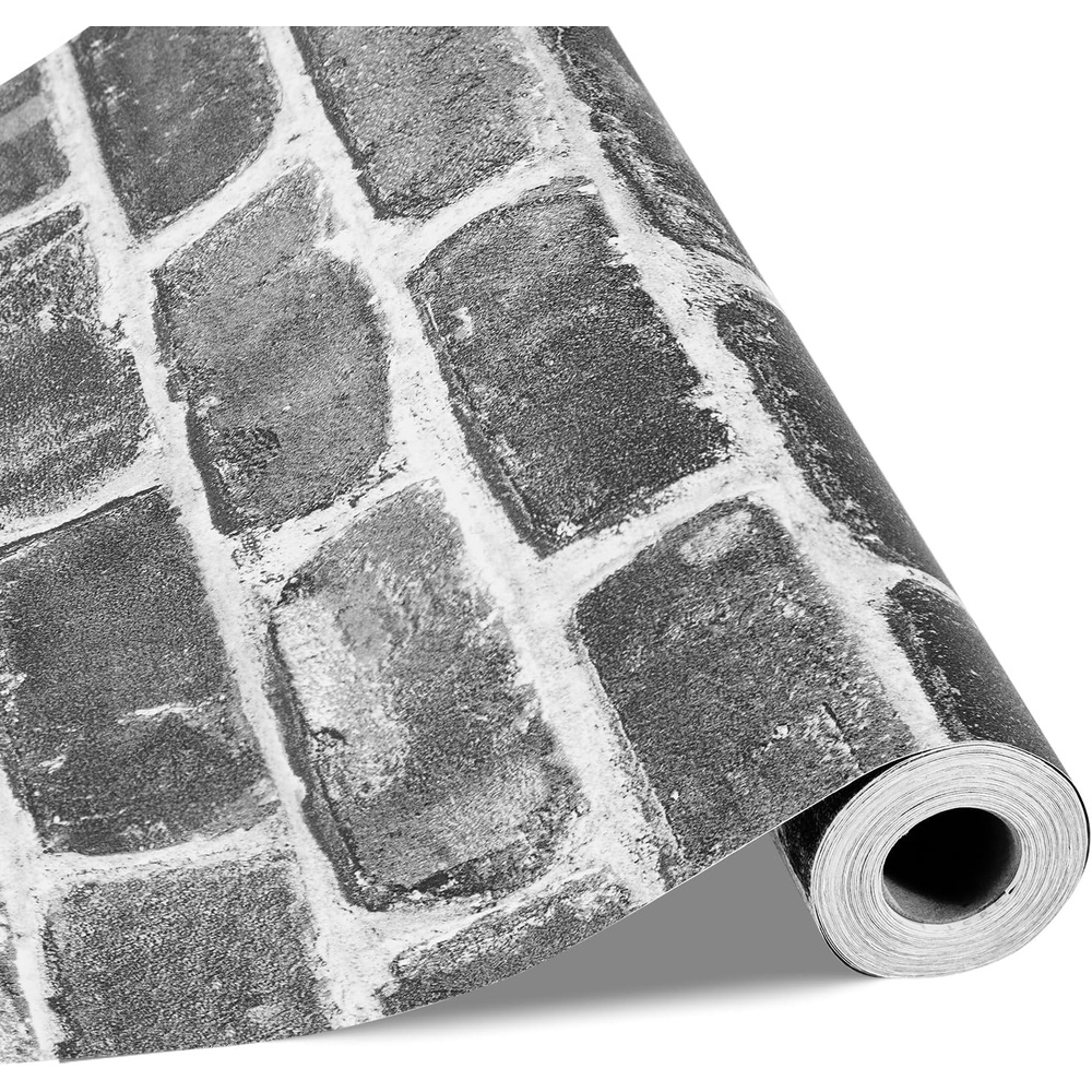 image:imageVEVOR Peel and Stick Wallpaper 177 x 3937 inch Contact Paper Gray Brick Waterpoof Self Adhesive Easy to Clean amp Peel Wall Decorative Vinyl Roll for Bedroom Kitchen Bathroom Office Desk