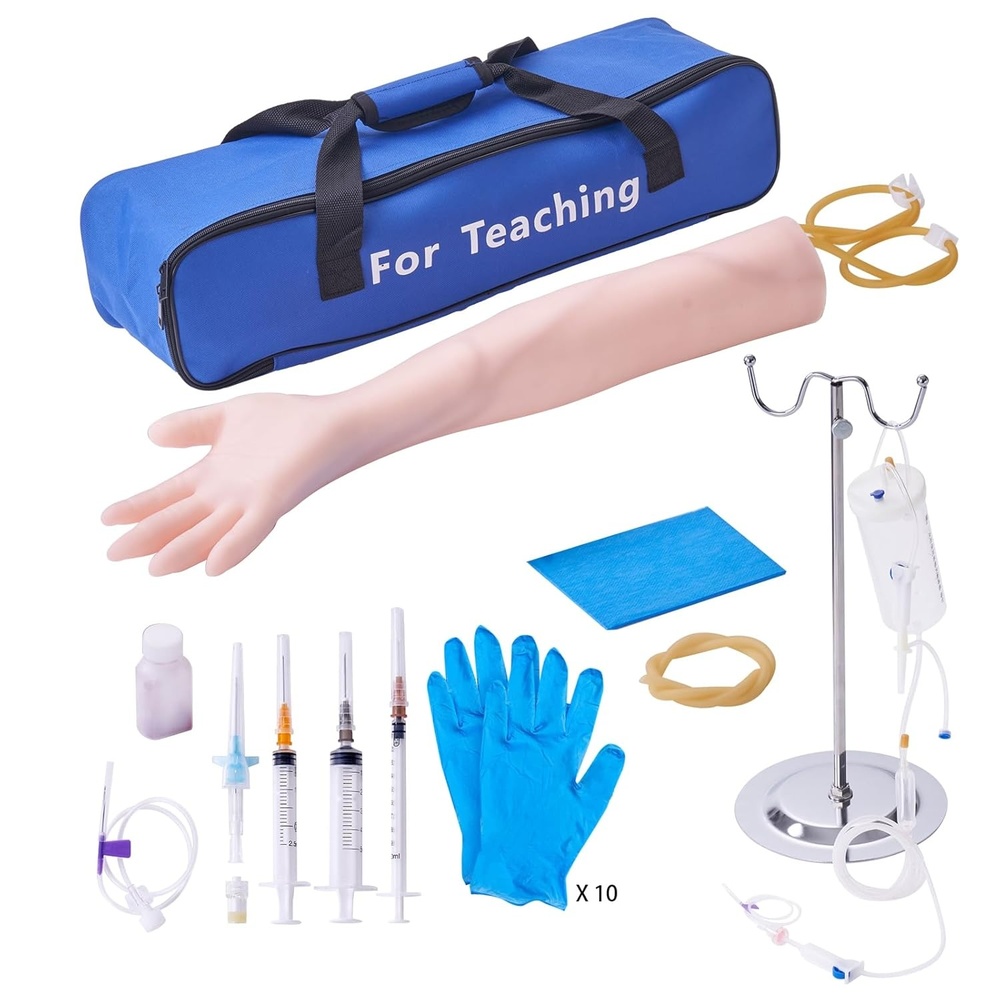 image:imageVEVOR Phlebotomy Practice Kit IV Venipuncture Intravenous Training Kit High Simulation IV Practice Arm Kit with Carrying Bag Practice and Perfect IV Skills for Students Nurses and Professionals