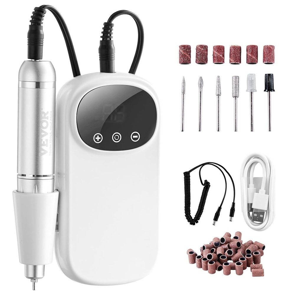 image:imageVEVOR Portable Electric Rechargeable Nail Drill 35000RPM Cordless Nail E File Machine LCDDisplay Acrylic Gel Grinder Tool for Manicure Pedicure Carve Polish with 6 Bits and 50PCS Sanding Bands35K Directly Charger