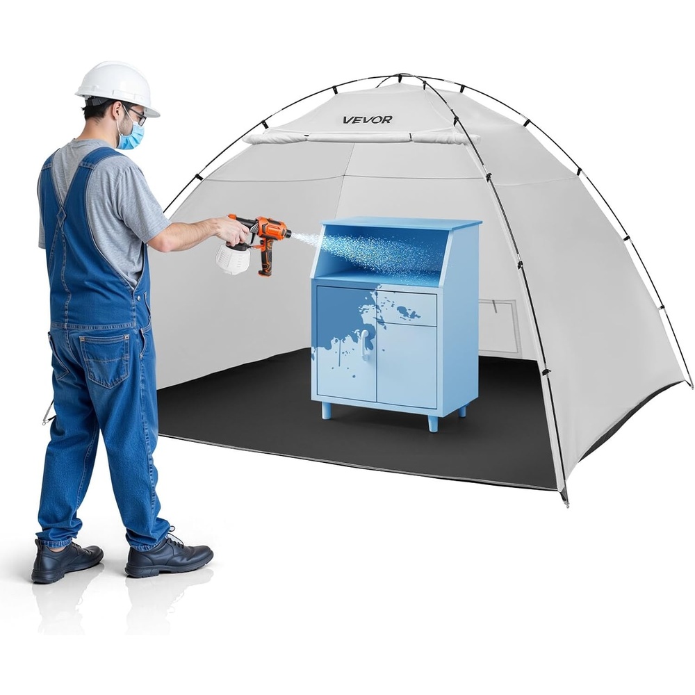 image:imageVEVOR Portable Paint Booth Tent 11614 x 11496 x 7953 inch Painting Tent Station Spray Shelter with Builtin Floor amp Mesh Screen Large Space Oxford Spray Painting Tents for Cupboard ChairsL116W115H80inch