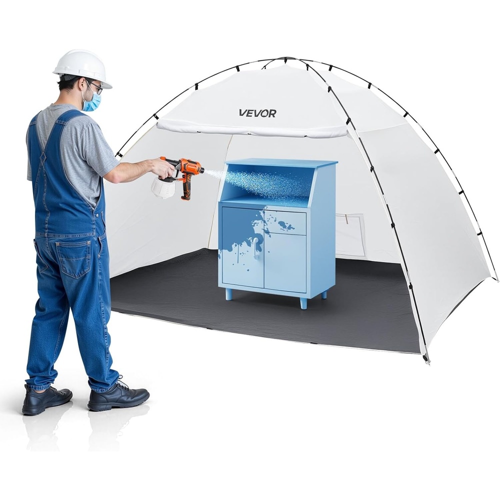 image:imageVEVOR Portable Paint Booth Tent 917 x 677 x 748 inch Painting Tent Station Spray Shelter with Builtin Floor amp Mesh Screen Large Space Oxford Spray Painting Tents for Cupboard Chairs TablesL115W91H74inch