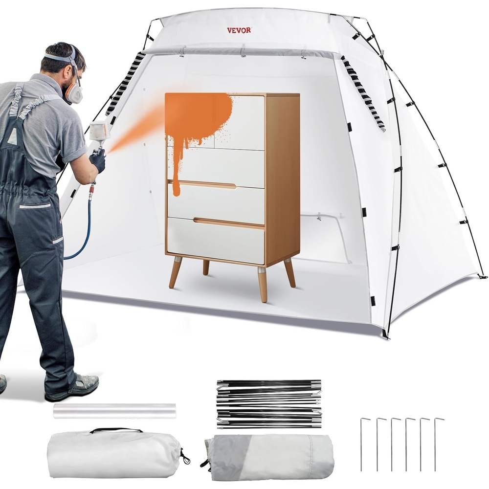 image:imageVEVOR Portable Paint Booth Tent 917 x 677 x 748 inch Painting Tent Station Spray Shelter with Builtin Floor amp Mesh Screen Large Space Oxford Spray Painting Tents for Cupboard Chairs TablesL90W62H62inch
