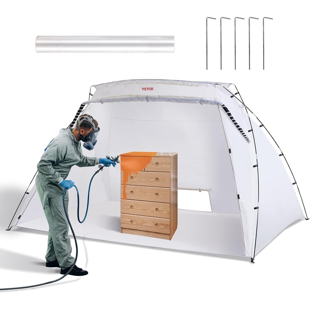 image:imageVEVOR Portable Paint Booth Tent 917 x 677 x 748 inch Painting Tent Station Spray Shelter with Builtin Floor amp Mesh Screen Large Space Oxford Spray Painting Tents for Cupboard Chairs TablesL120W84H72inch