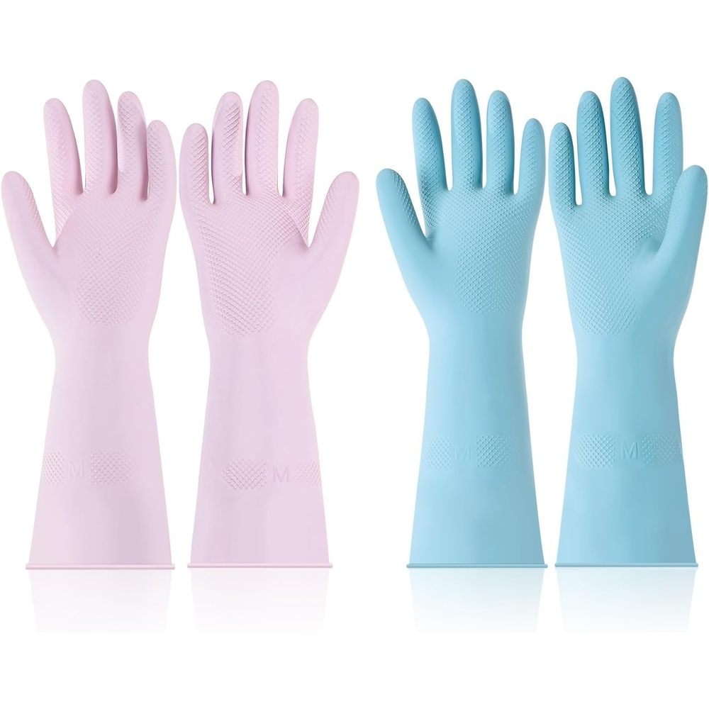image:imageVEVOR Reusable Dishwashing Gloves 2 Pairs Colorful Reusable Household Kitchen Cleaning Gloves for Washing Dishes and Cleaning Tasks Flexible Longlasting and NonSlip Medium Blue  PurpleBlue  Purple