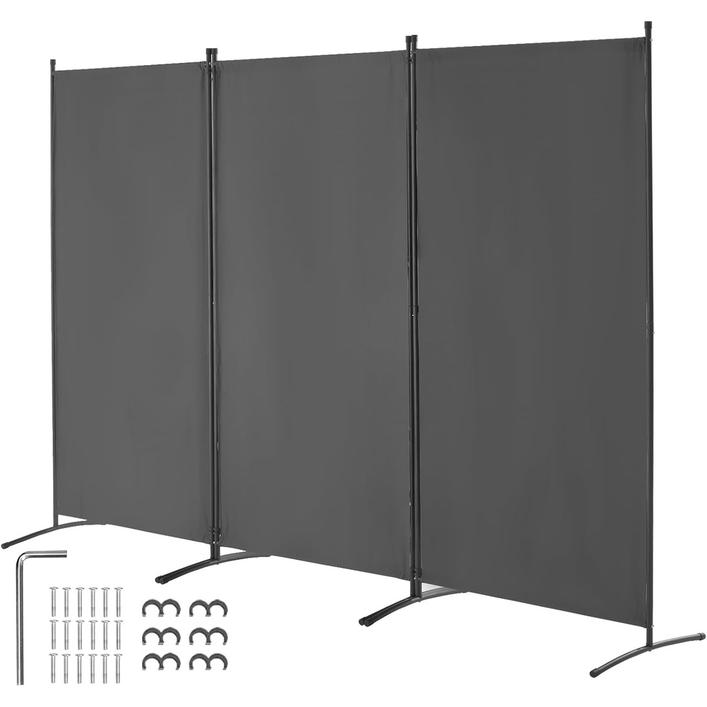 image:imageVEVOR Room Divider 4 Panel Room Divider Folding Privacy Screen and Portable Partition Divider for Room Separation Freestanding Room Partitions for Office Bedroom Study BeigeGrey