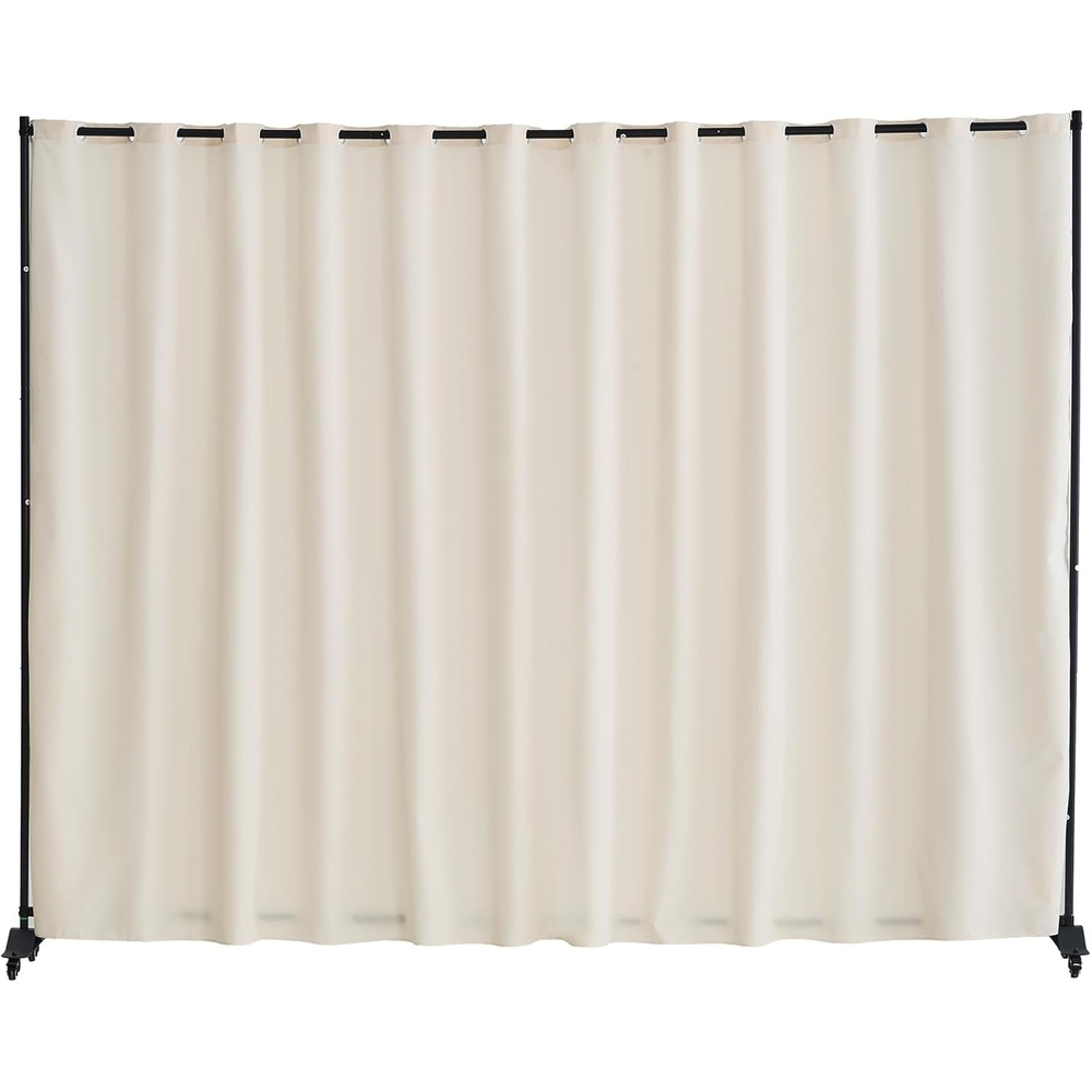 image:imageVEVOR Room Divider Portable Panel Room Divider with Wheels Curtain Divider Stand Freestanding Room Divider Privacy Screen for Office Bedroom Dining Room Study BrownBeige