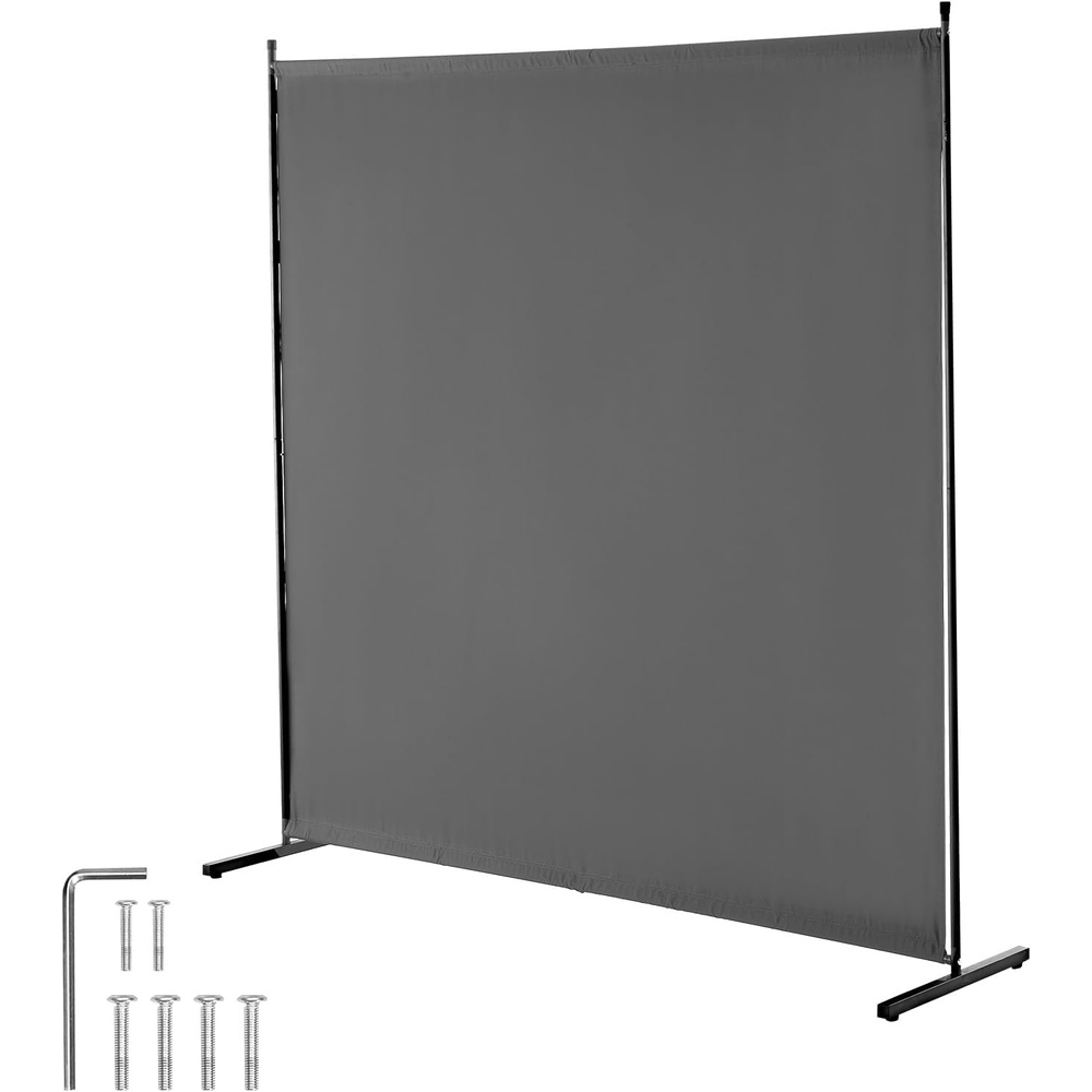 image:imageVEVOR Room Divider Single Panel Room Divider 6FT Privacy Screen Indoor Partition Divider for Room Separation Freestanding Room Divider Panel for Office Bedroom BlackGrey