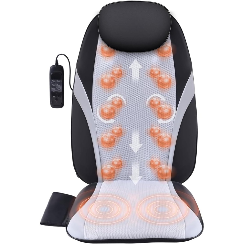 image:imageVEVOR Shiatsu Back Massager with Heat Massage Seat Cushion with 2Group Back Shiatsu Rollers and 2 Seat Vibration Motors Fatigue Relief Seat Massage Chair Pad with 5 Vibration Modes for Home Office2 shock2 massage