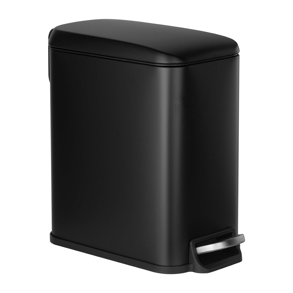 image:imageVEVOR Slim Bathroom Trash Can 114 x 571 x 107 Inch Small Bedroom Trashcan with Step Pedal amp Soft Close Lid 6L Steel Garbage Can with Detachable Inner Bin for Kitchen Home Dorm Office Black