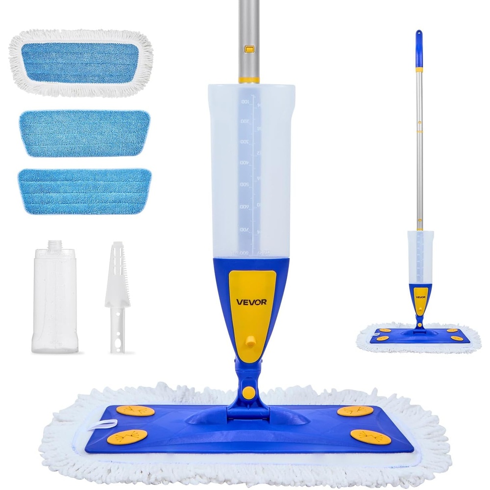 image:imageVEVOR Spray Mop with 3 Washable Pads for Dry and Wet Floor Cleaning and a 27oz Refillable Water Tank Microfiber Dust Wet Mop amp Twisted Cotton Dry Mop Commercial Home Use for TilesVinylWood Floor