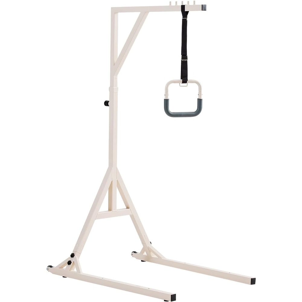 image:imageVEVOR Trapeze Bar for Bed Mobility HeightAdjustable Bed Trapeze with 2 Casters 350LBS Weight Capacity Heavy Duty Pull Up Trapeze Bar with Floor Stand for Elderly Disabled Bedridden PatientsTriangle support