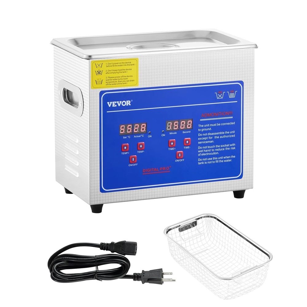 image:imageVEVOR Ultrasonic Vinyl Record Cleaner 6L 40kHz Vinyl Ultrasonic Cleaning Machine Knob Control Record Ultrasonic Cleaner 4 Records Vinyl Sonic Cleaner Stainless Steel Tank wMechanical Heater amp Timer3L