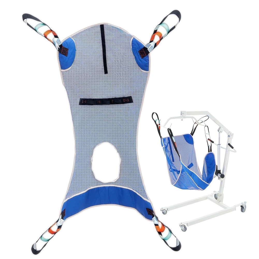 image:imageVEVOR Universal Full Body Patient Lift Sling  Medium Patient Lift Medical Sling for Easy Transfer and Bathing Polyester Patient Aid Transfer Sling for Elderly Disabled Bedridden 500LBS CapacityMedium with Opening