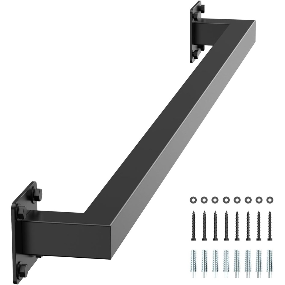 image:imageVEVOR Wall Mounted Stair Handrail 5ft Pipe Staircase Handrail Black Galvanized Aluminum 126 inch Pipe Diameter IndoorampOutdoor Staircase RailingIndustrial Hand Rail for StepsSecurity Baluster3 Feet