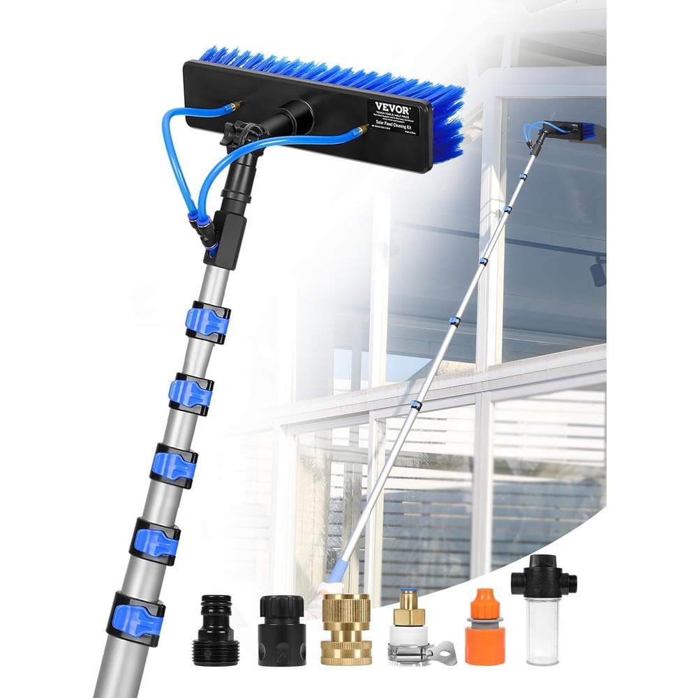 image:imageVEVOR Water Fed Pole Kit 36FT Solar Panel Cleaning Pole with Extendable Handle 180 Rotatable Brush Head amp 656FT Hose Household amp Outdoor Window Cleaner Tool for Caravan Solar Panel Deck36FT