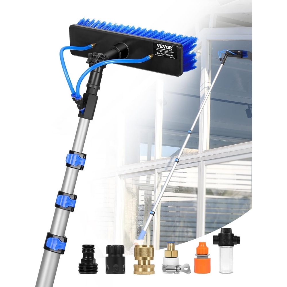 image:imageVEVOR Water Fed Pole Kit 36FT Solar Panel Cleaning Pole with Extendable Handle 180 Rotatable Brush Head amp 656FT Hose Household amp Outdoor Window Cleaner Tool for Caravan Solar Panel Deck12FT